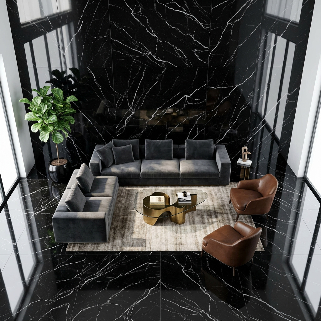 ER1474_AMB2 EROMAGNA - ER1474 - PIEDRA SINTERIZADA (120X270X6) BLACK MARQUINA -3.24m2-1U (ESMALTADO/PULIDO) - Image 1